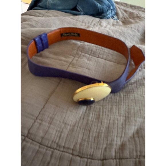 Alexis Kirk Womens Belt Purple Leather Two-Tone Design Unique Buckle Vintage main image 13